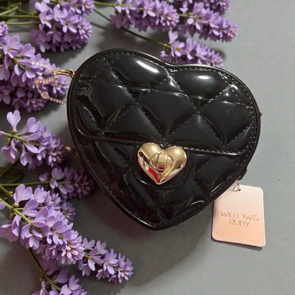 willow & ruby Handbags - NWT. Willow & Ruby Black Heart-Shaped coin purse.